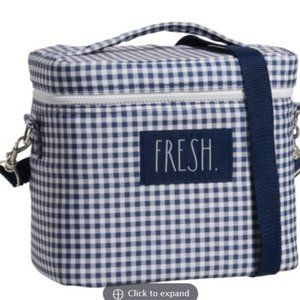 - NWT - Rae Dunn FRESH Lunchbox Blue White Buffalo Check Gingham Plaid Ins…